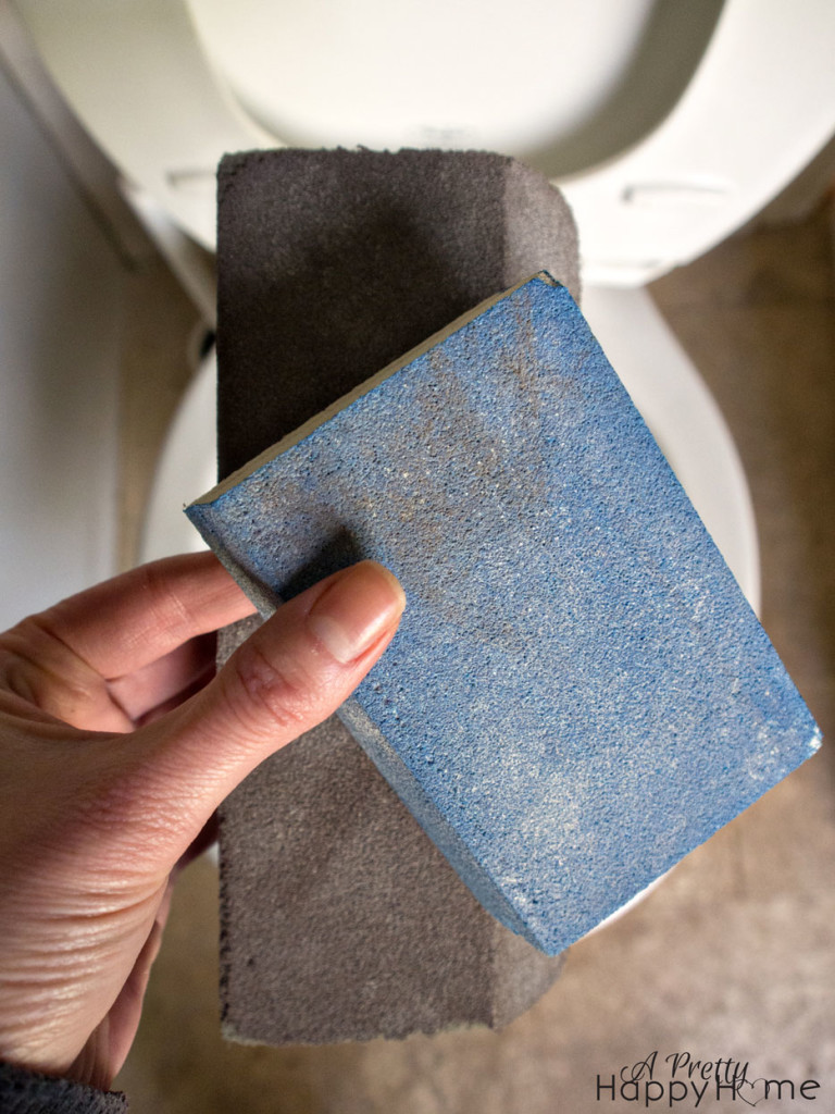 clean toilets with drywall sanding sponge A Pretty Happy Home
