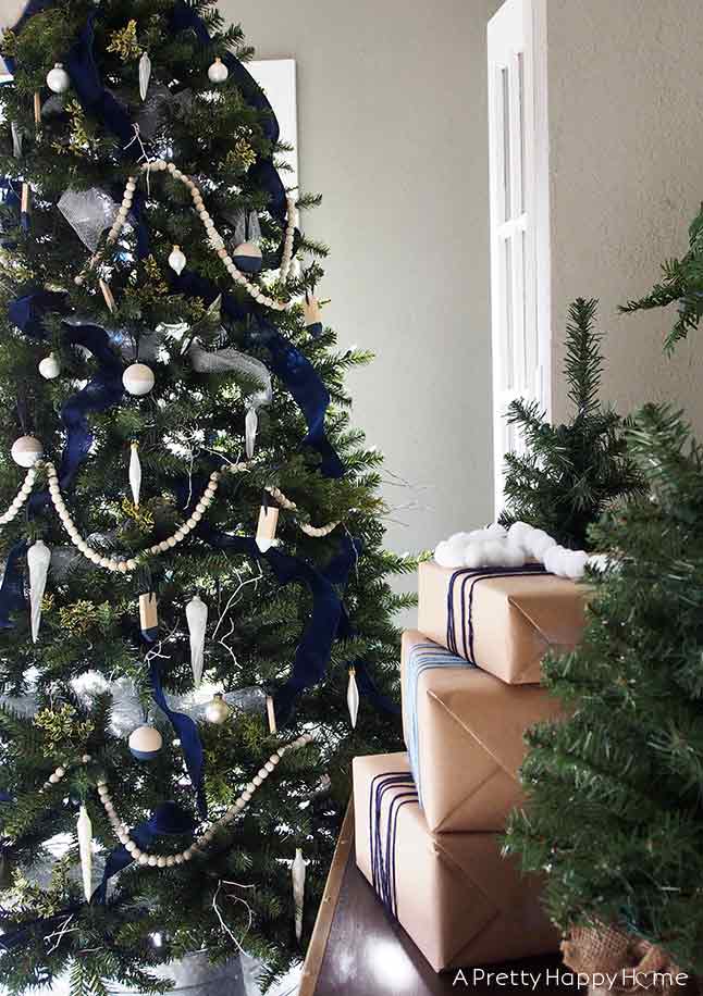 christmas tree blue and white on the happy list