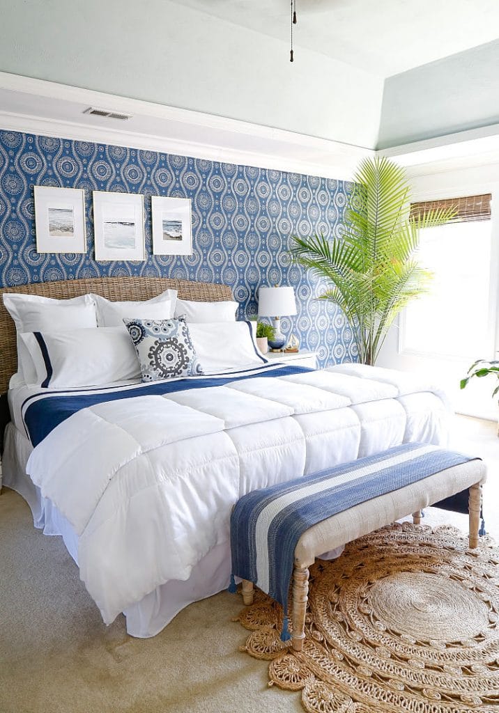 coastal blue bedroom by sand and sisal