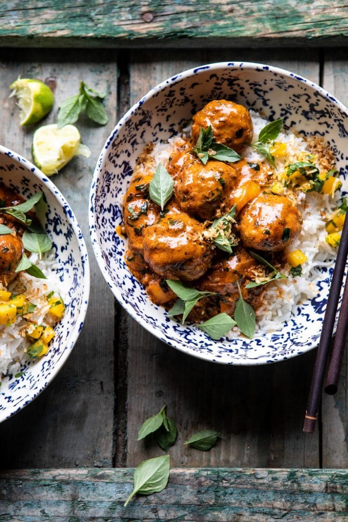 coconut curry chicken meatballs by half baked harvest on the happy list