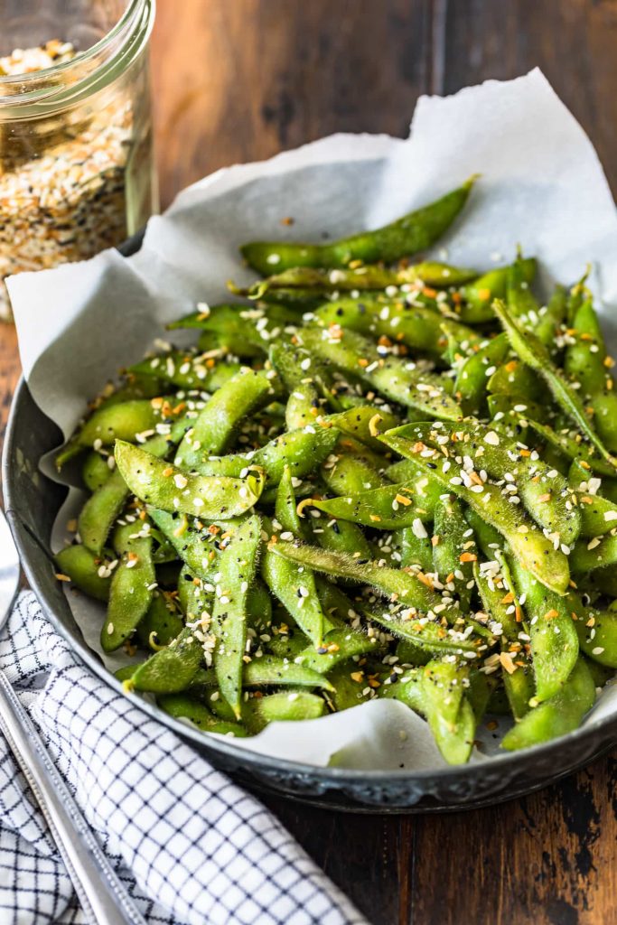 edamame with everything bagel seasoning from cookie rookie on the happy list