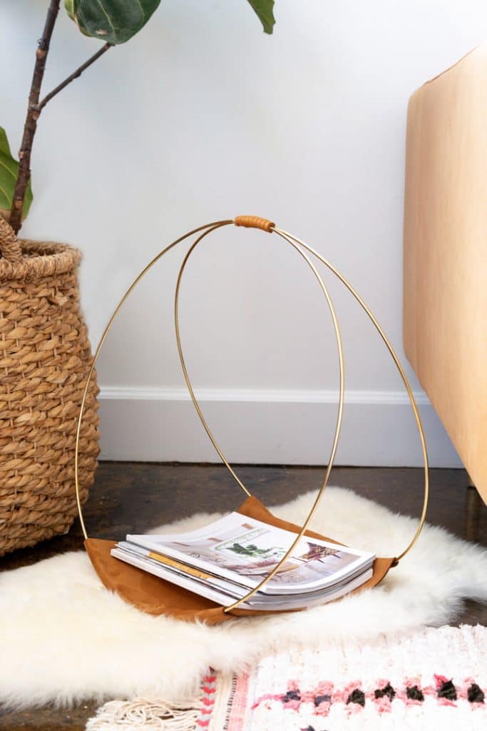 diy gold hoop magazine holder via alice and lois on the happy list