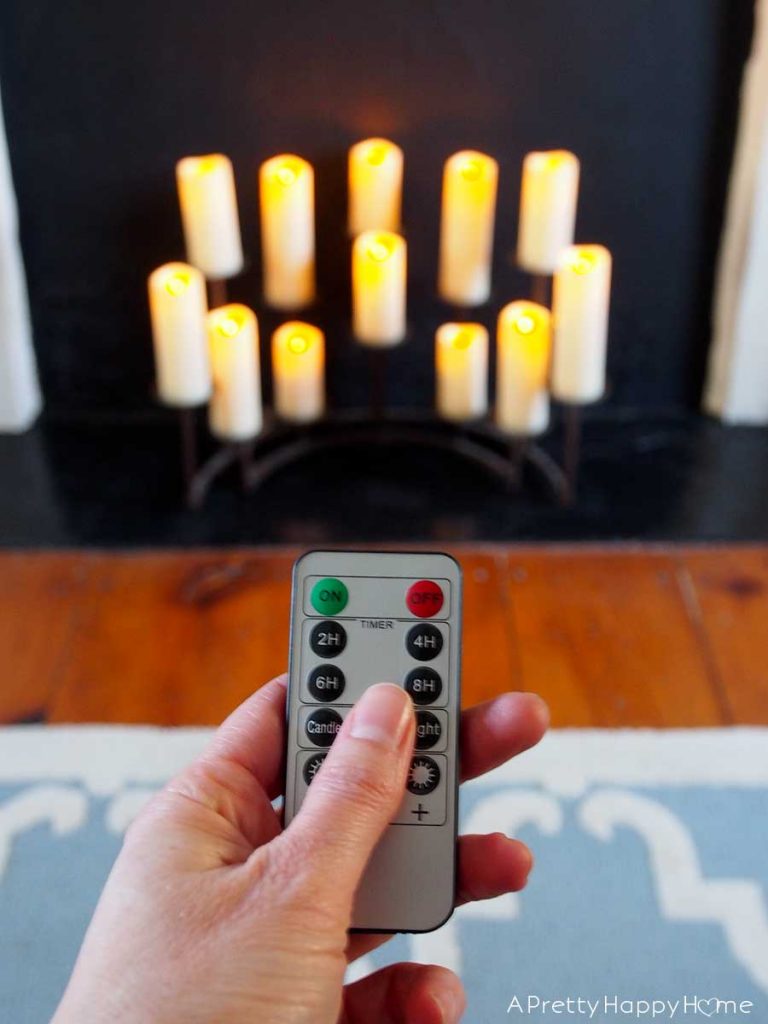 led candles in a non-working master bedroom fireplace 