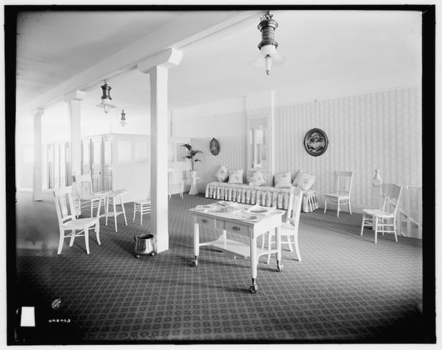 couches in women's restroom via library of congress on the happy list