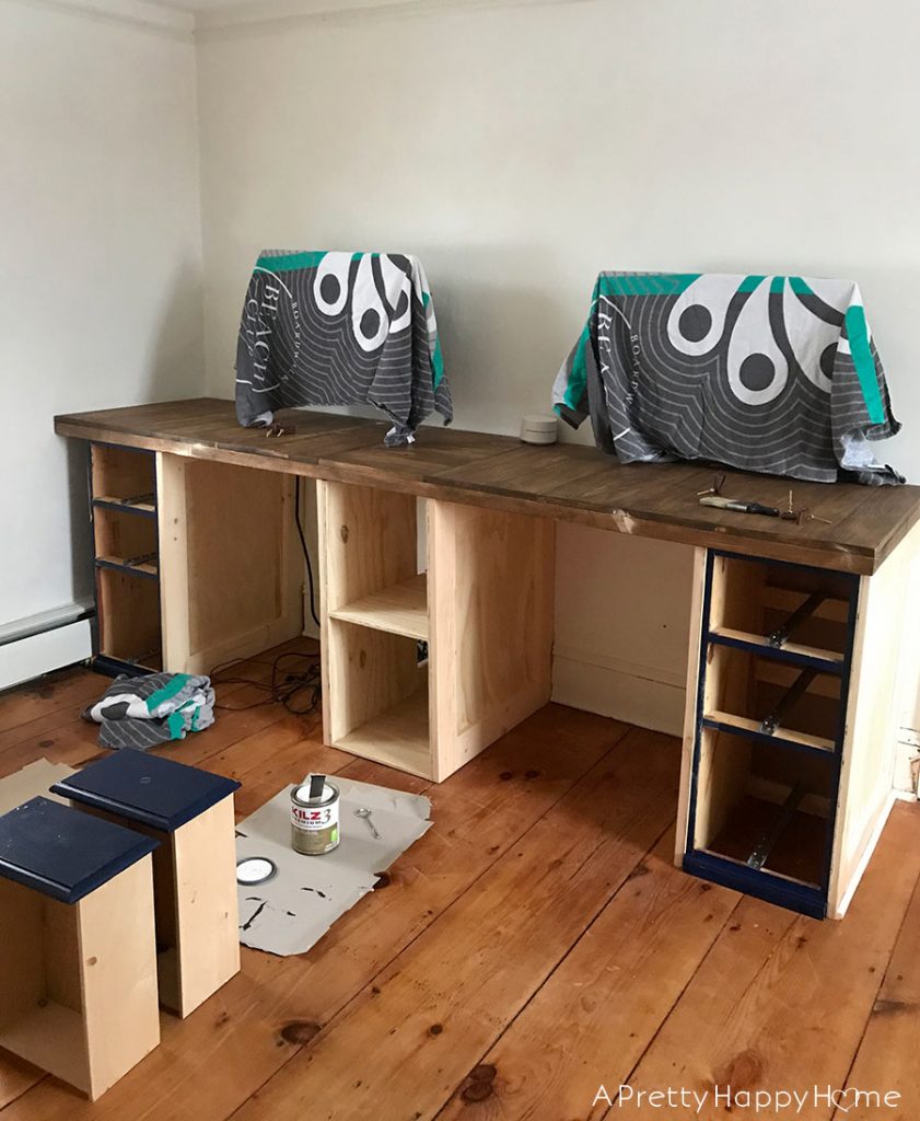 Built-In Computer Desk during DIY in our colonial farmhouse