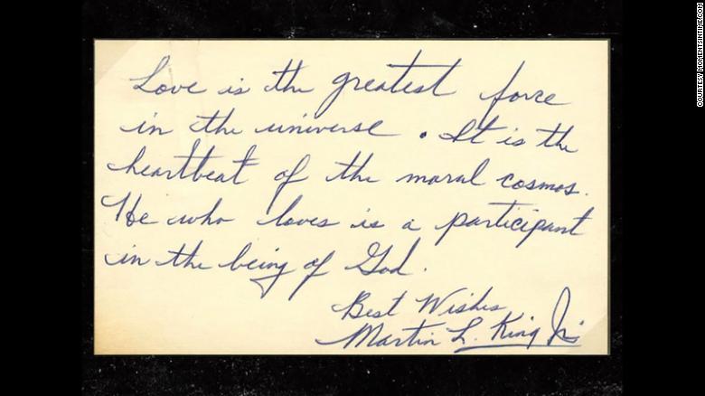 martin luther king jr handwritten note meaning of love on the happy list