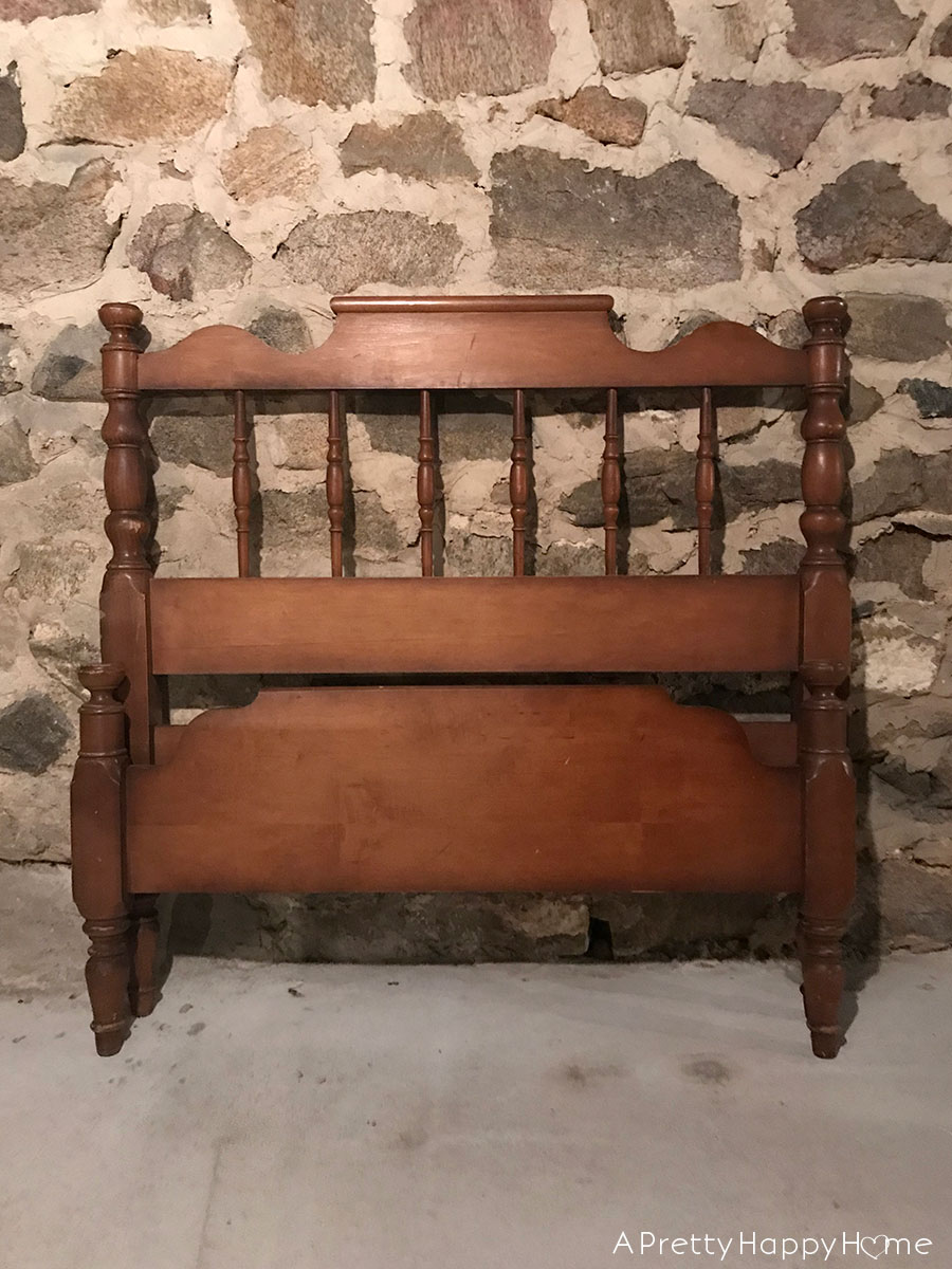 thrift store find wood headboard