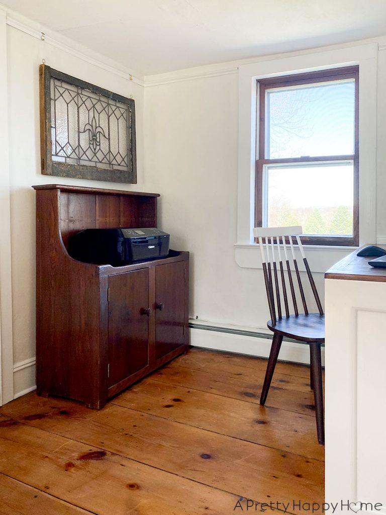 Dry Sink Printer Stand leaded glass window decorating