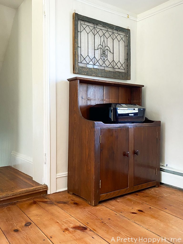 Dry Sink Printer Stand leaded glass window decorating