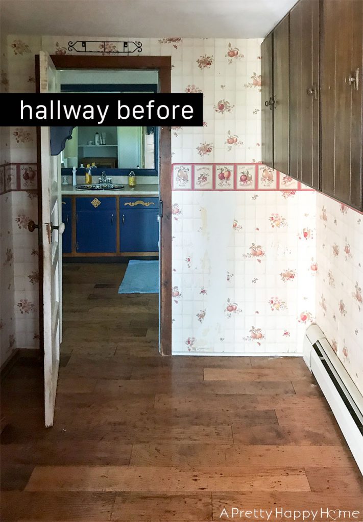 Built In Hallway Shelves before