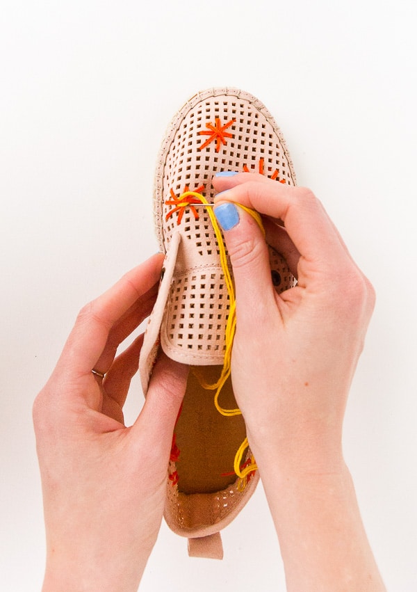 embroider shoe makeover via paper n stitch on the happy list
