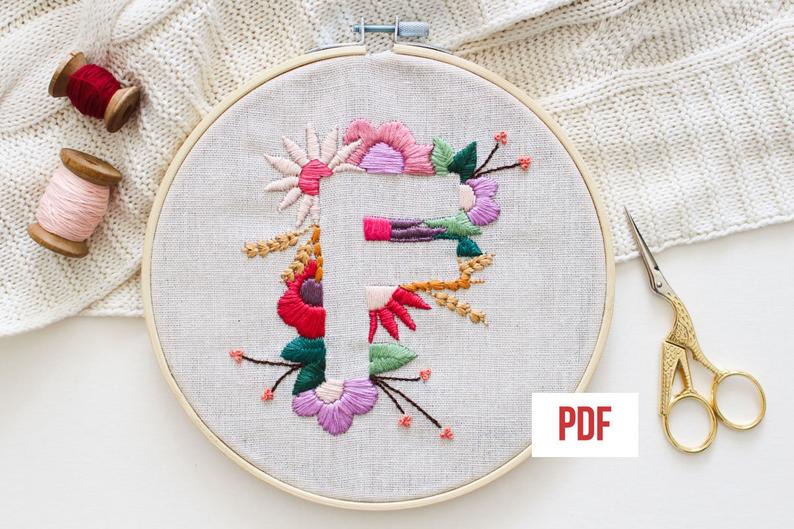 letter f embroidery pattern via tatasol on etsy on the happy list
