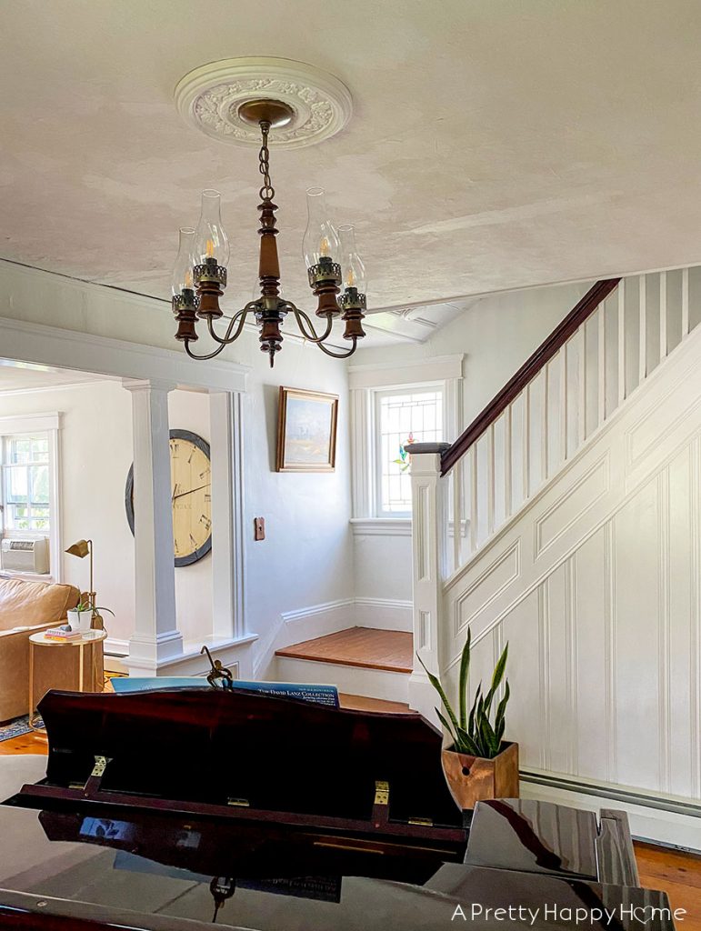 music room wood chandelier