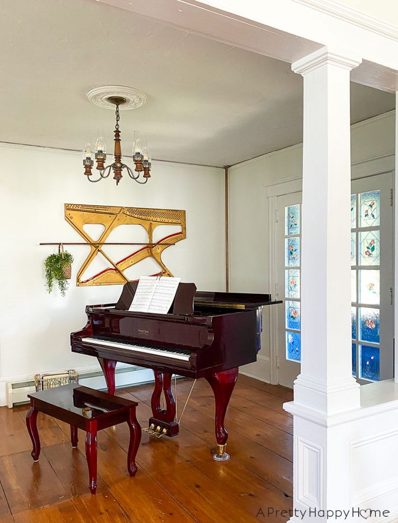 music room wood chandelier