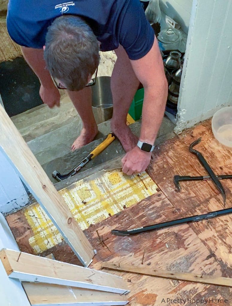 back porch floor removing layers of flooring