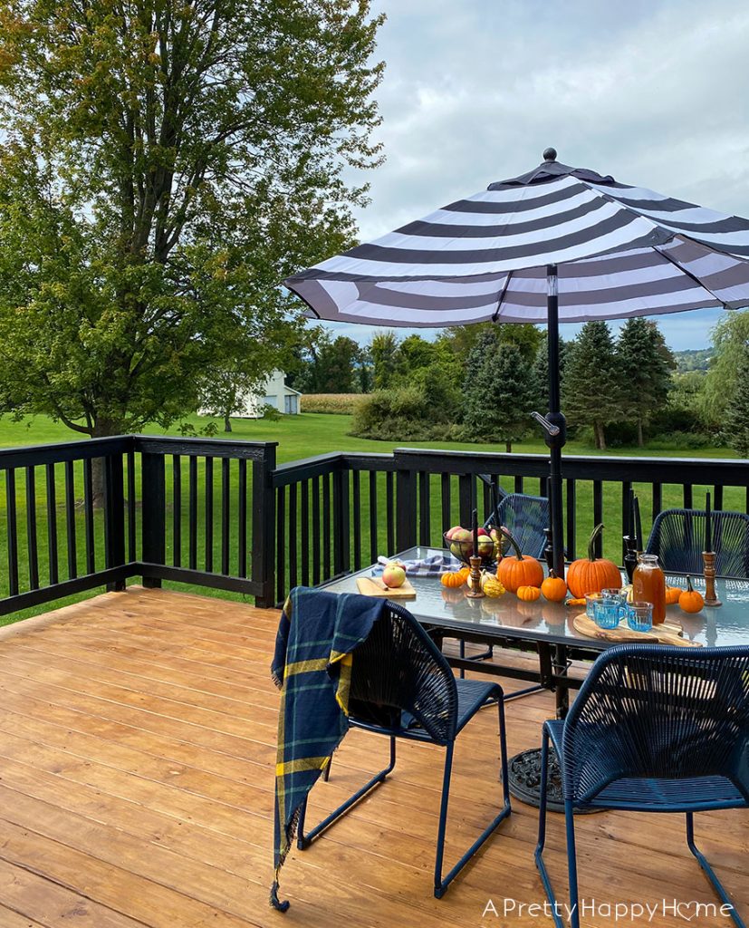 deck with black railing