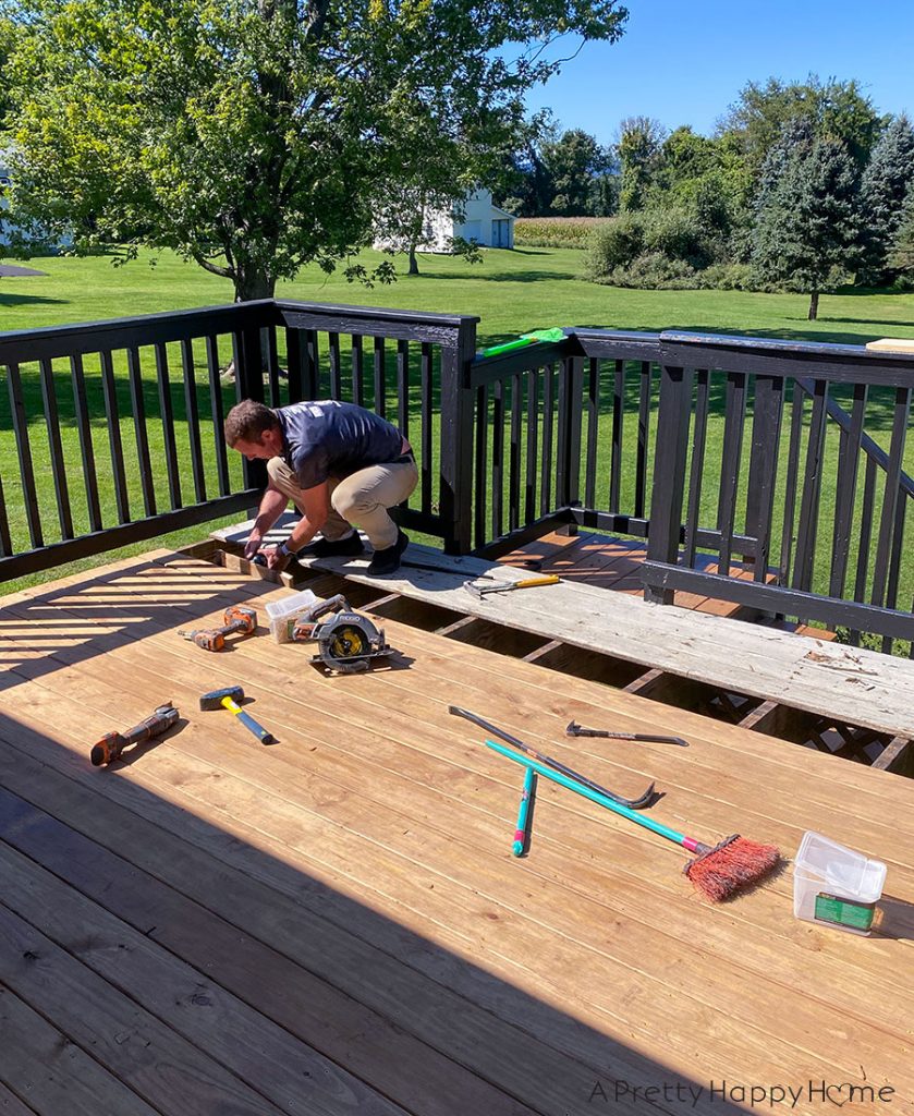 deck with black railing