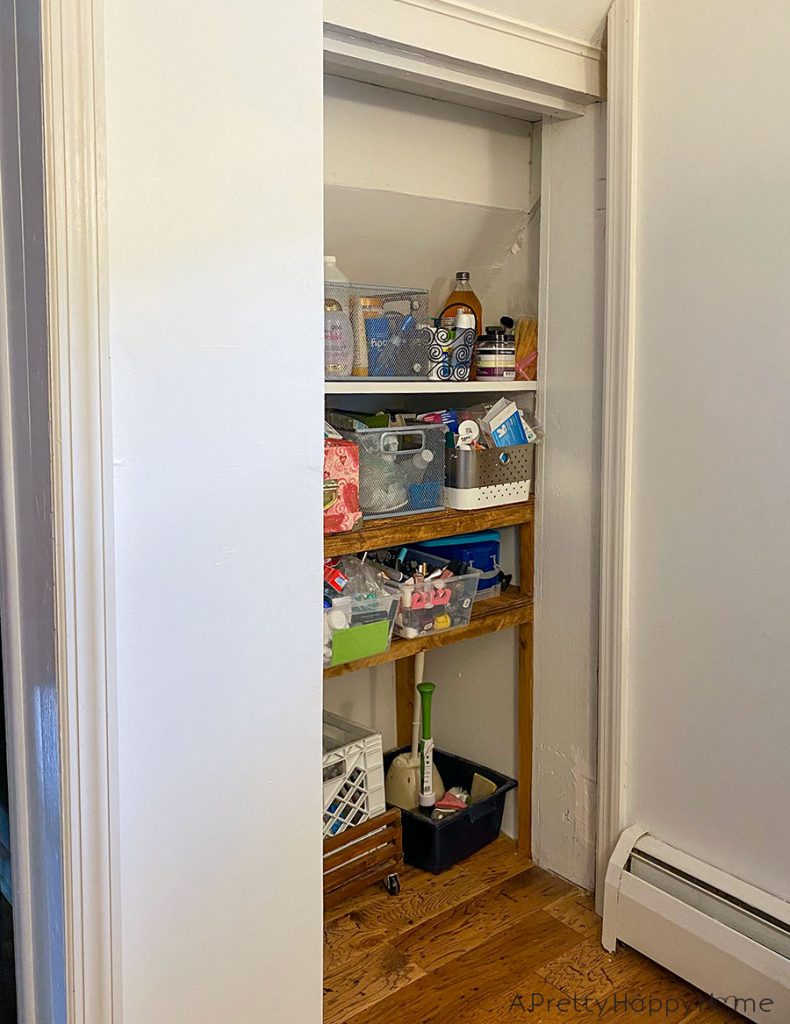 colonial farmhouse old new closet door bathroom