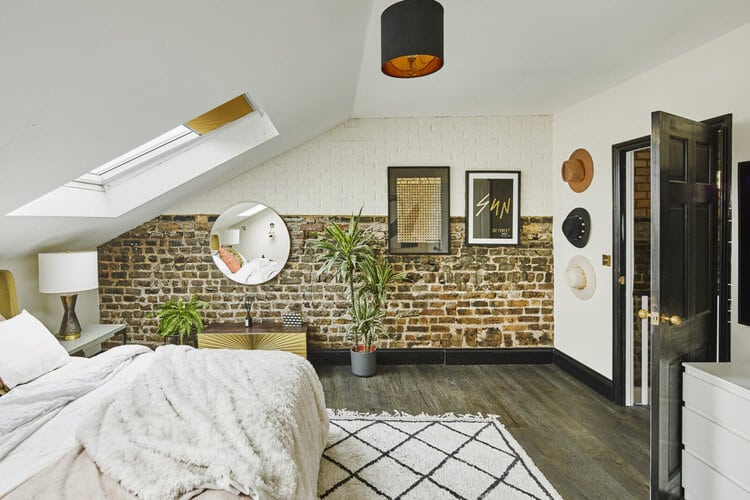 neutral home with brick wall via the nordroom on the happy list