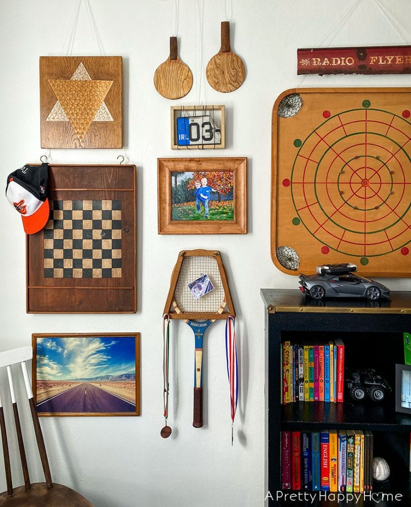 vintage game gallery wall small updates in the kids' bedrooms