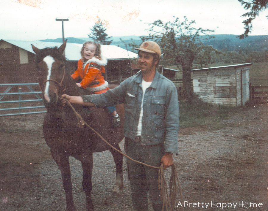 happy 75th dad girl on horse with dad