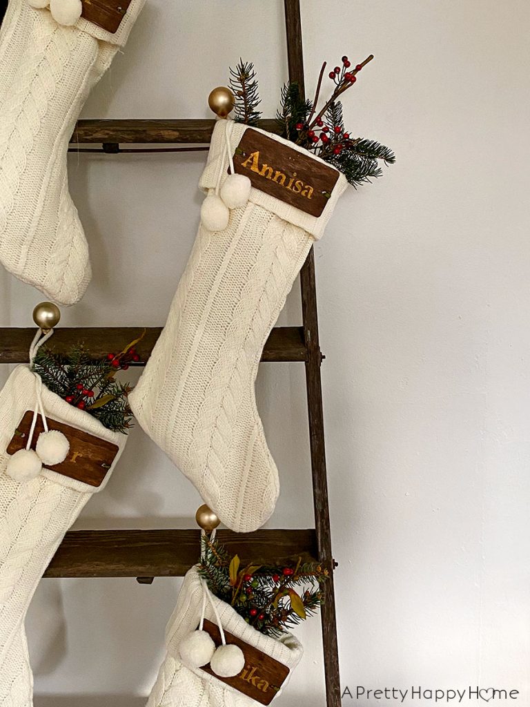 christmas stockings on a ladder christmas 2020