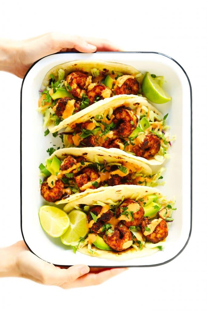 shrimp tacos from gimme some oven on the happy list