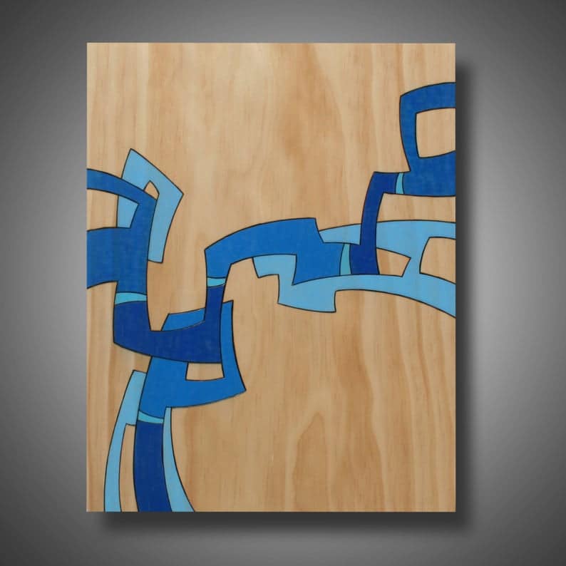 abstract art on pine from mud horse art on etsy 