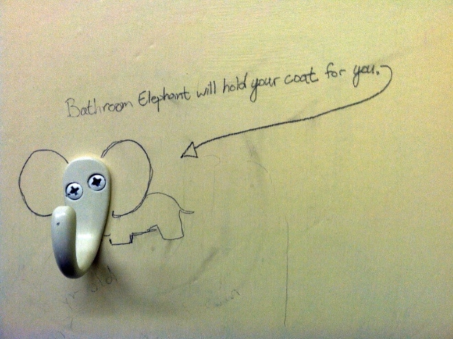 polite toilet graffiti via sad and useless on the happy list