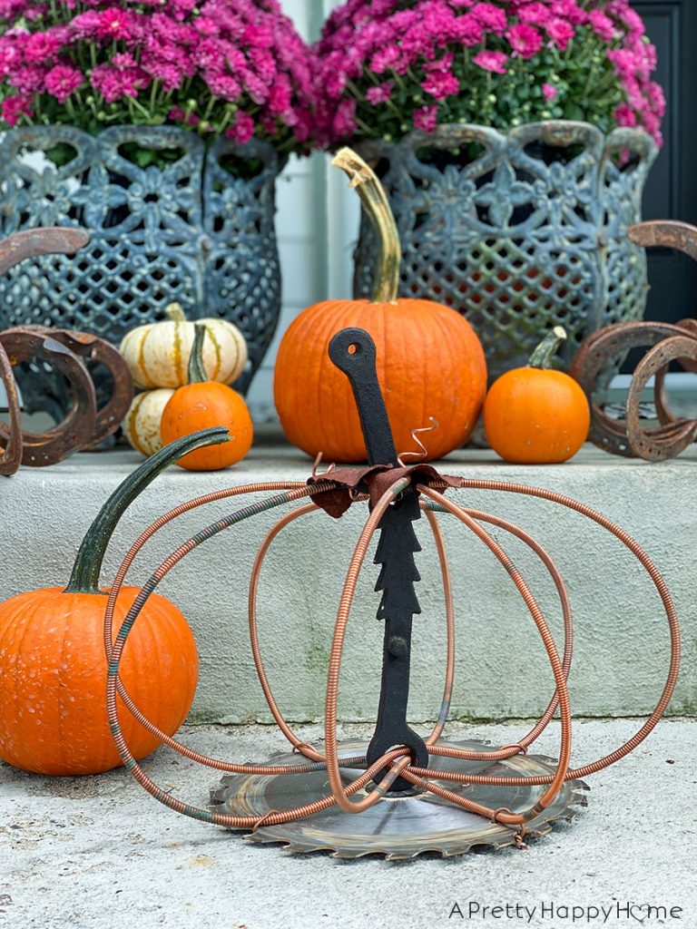 piano wire pumpkin 13 diy fall decor ideas junky pumpkin