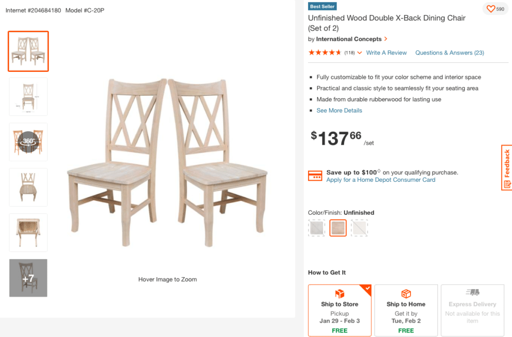 international concepts home depot unfinished chairs on the happy list