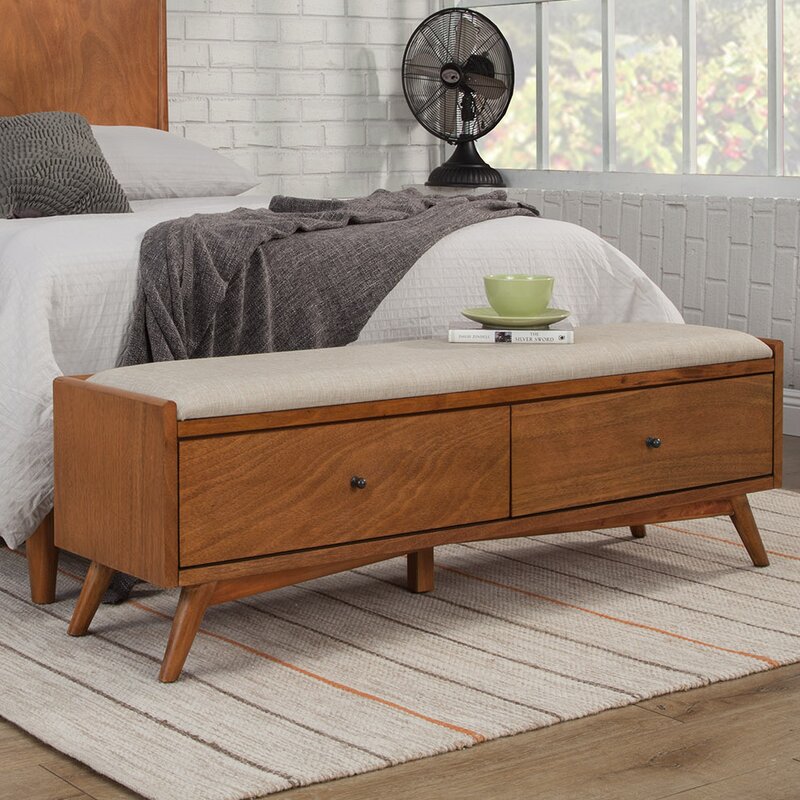 all modern williams upholstered bench with drawer