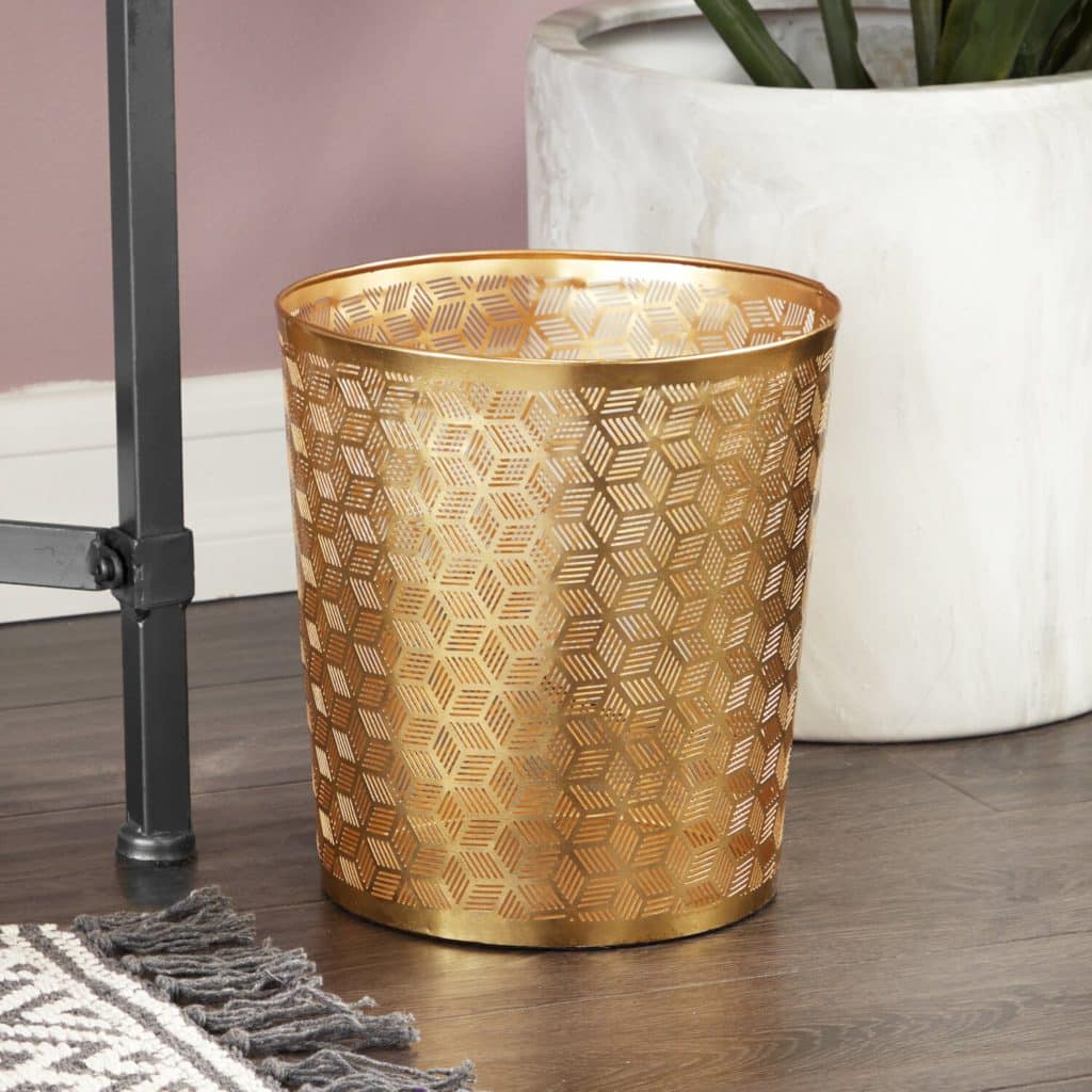 gold lattice waste basket from wayfair