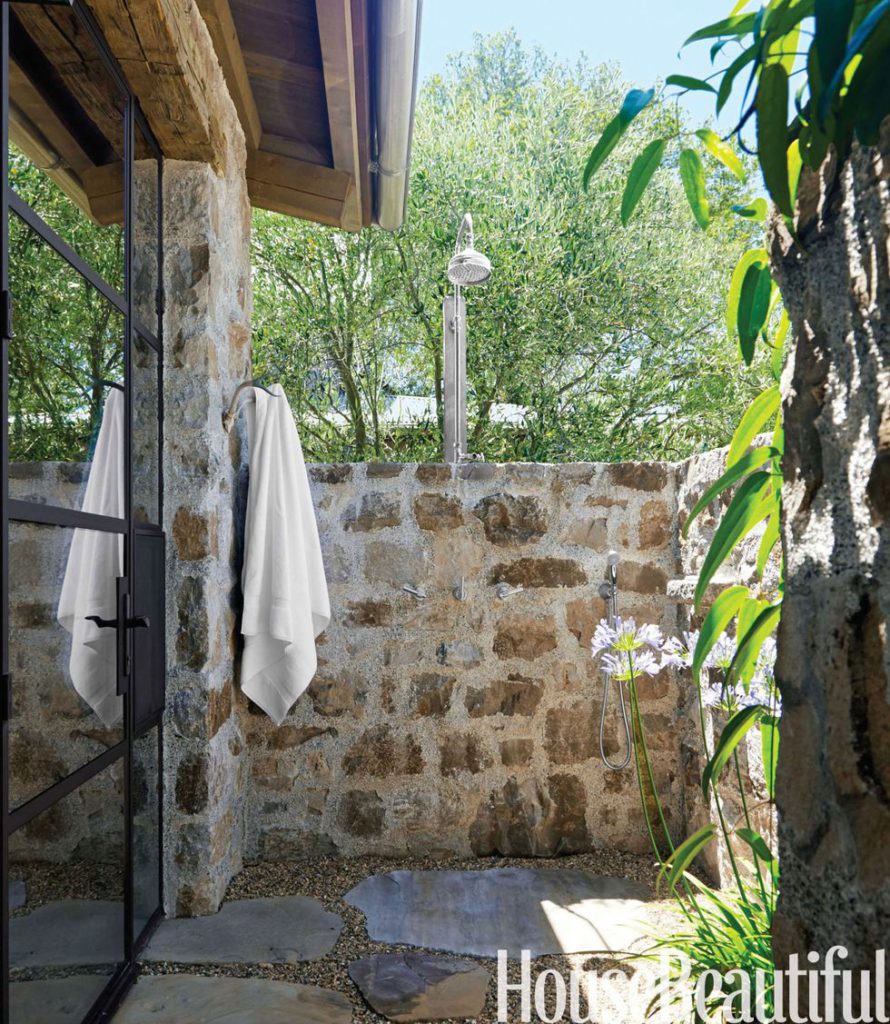 stone outdoor shower gleason david tsay for house beautiful on the happy list