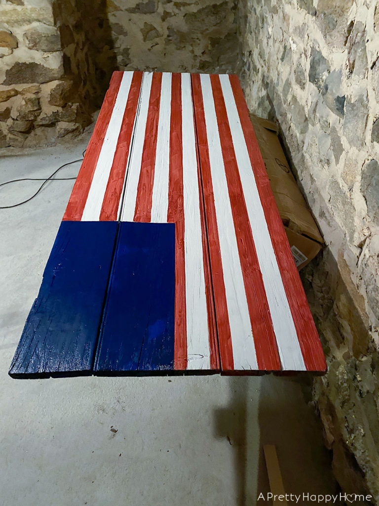 Wood Flag Painted on an Old Door