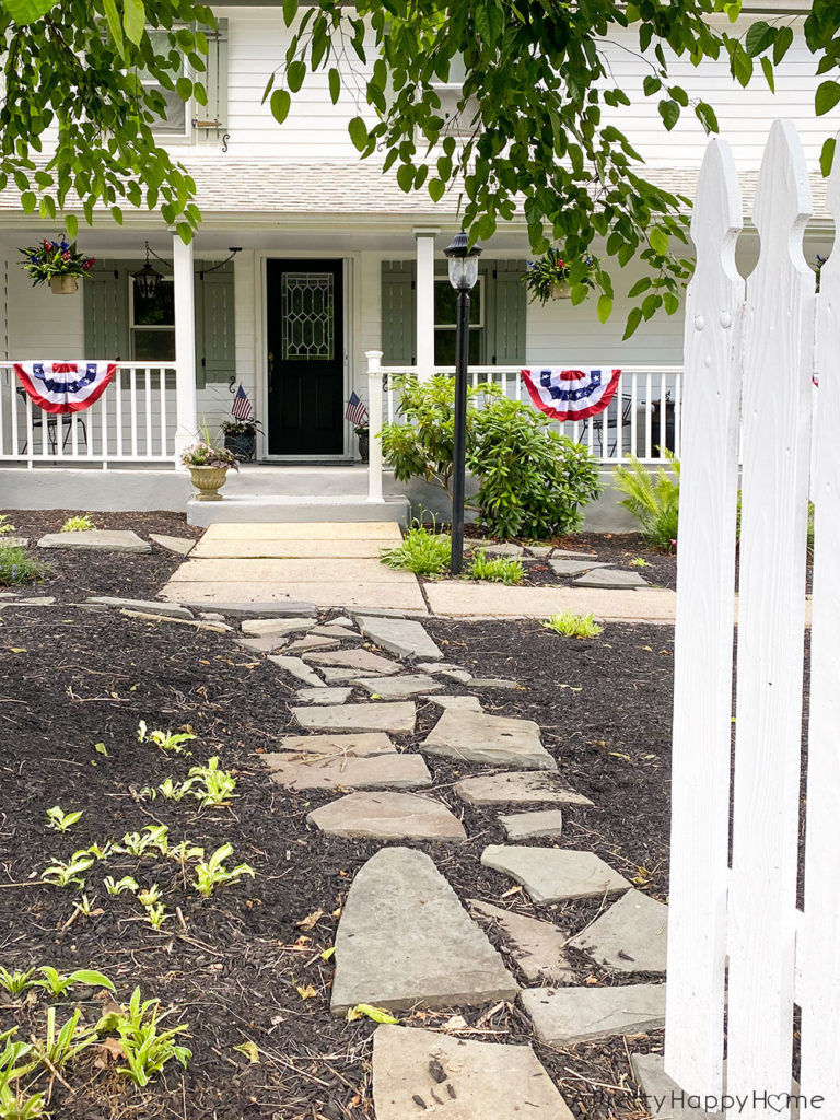 What Happens When You Set Flagstones Directly On The Ground or dirt patriotic front porch