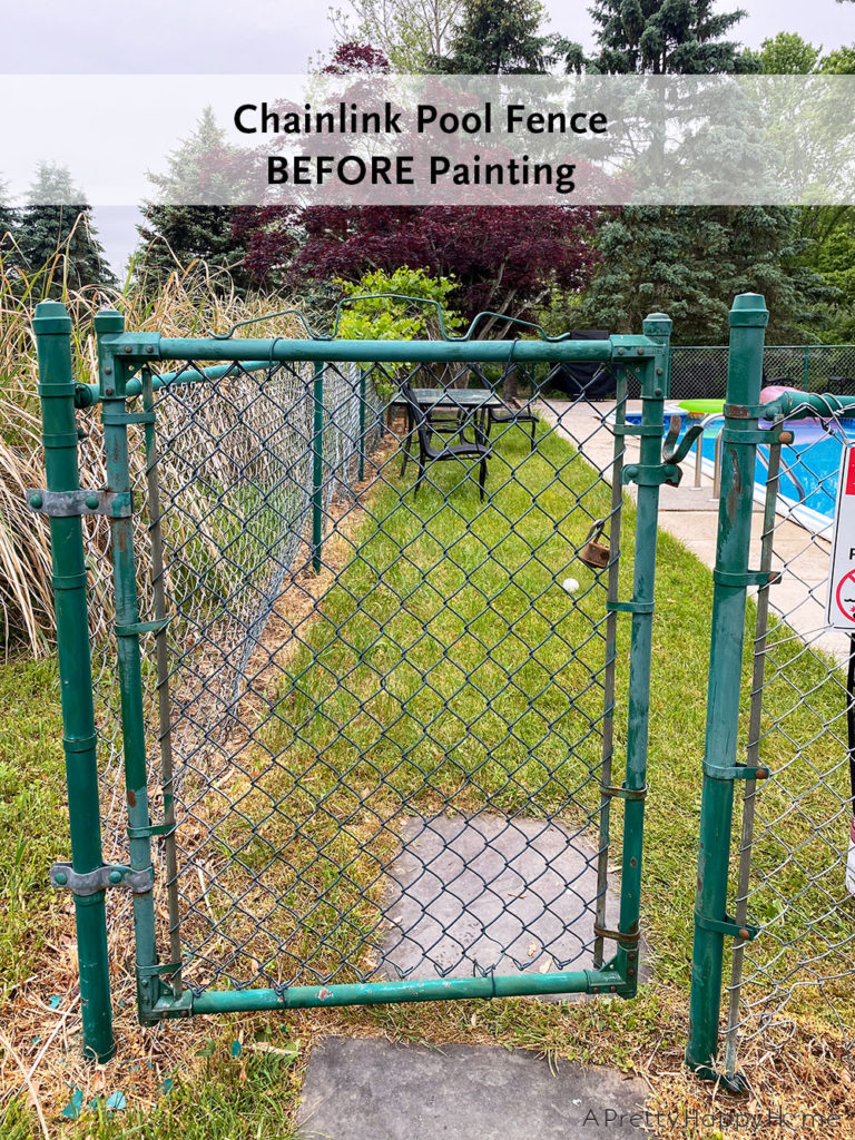 chainlink fence before painting outdoor project progress