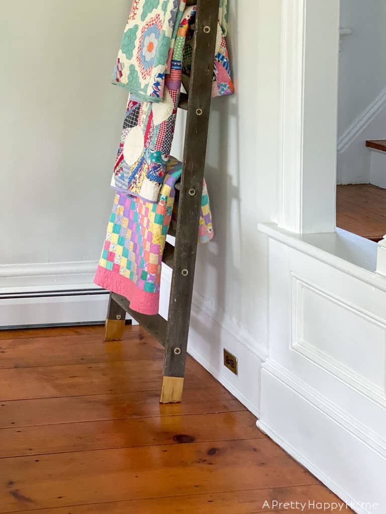 Blanket Ladder With DIY Brass Leg Tips