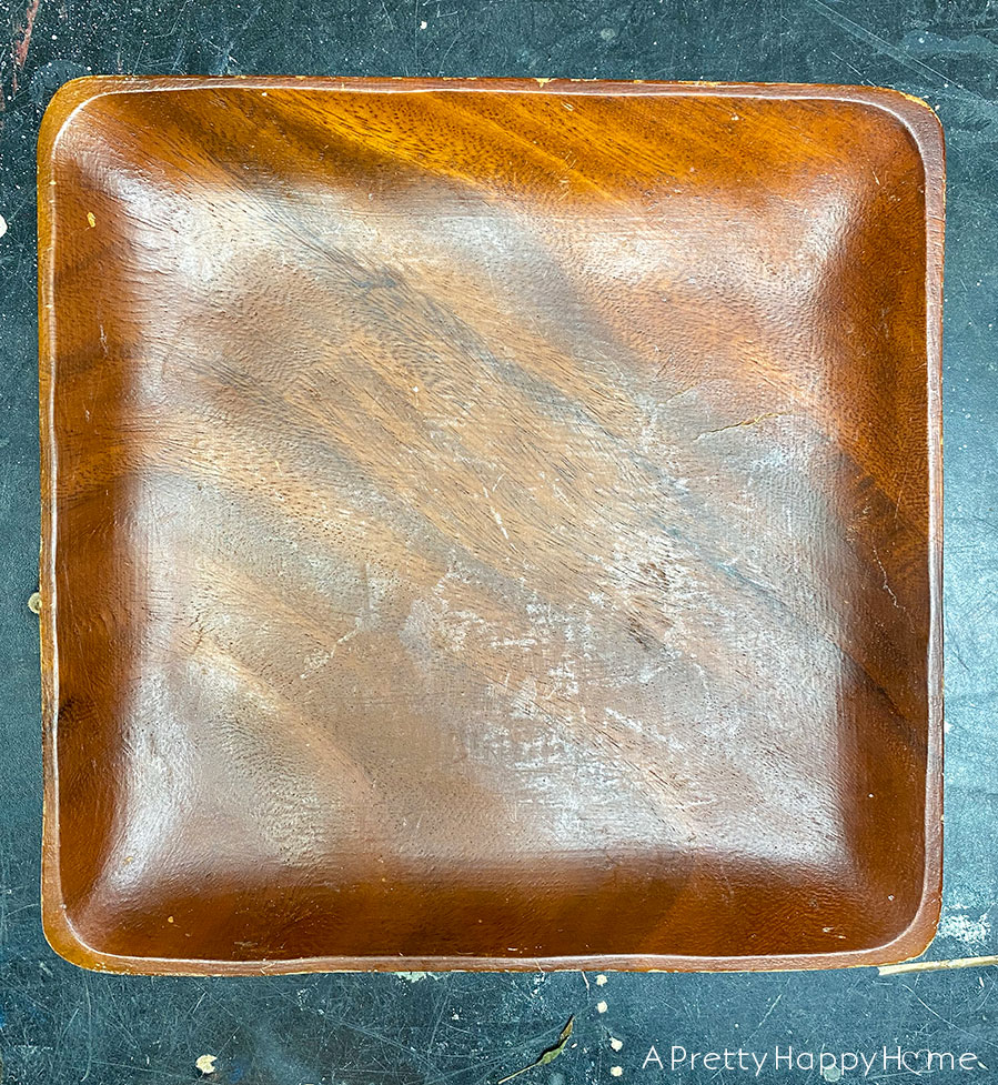 wood tray thrift store finds