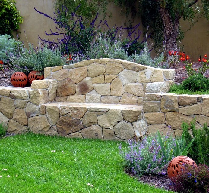 grace design associates built in stone bench ideas