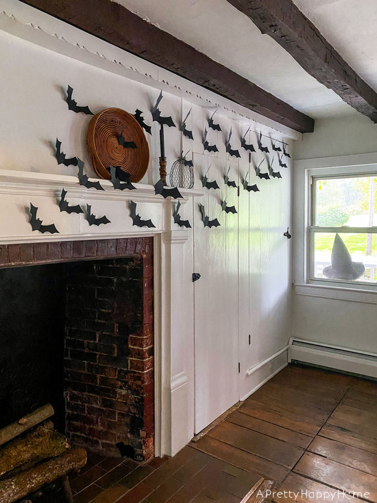 Halloween Mantel With a DIY Witch's Broom