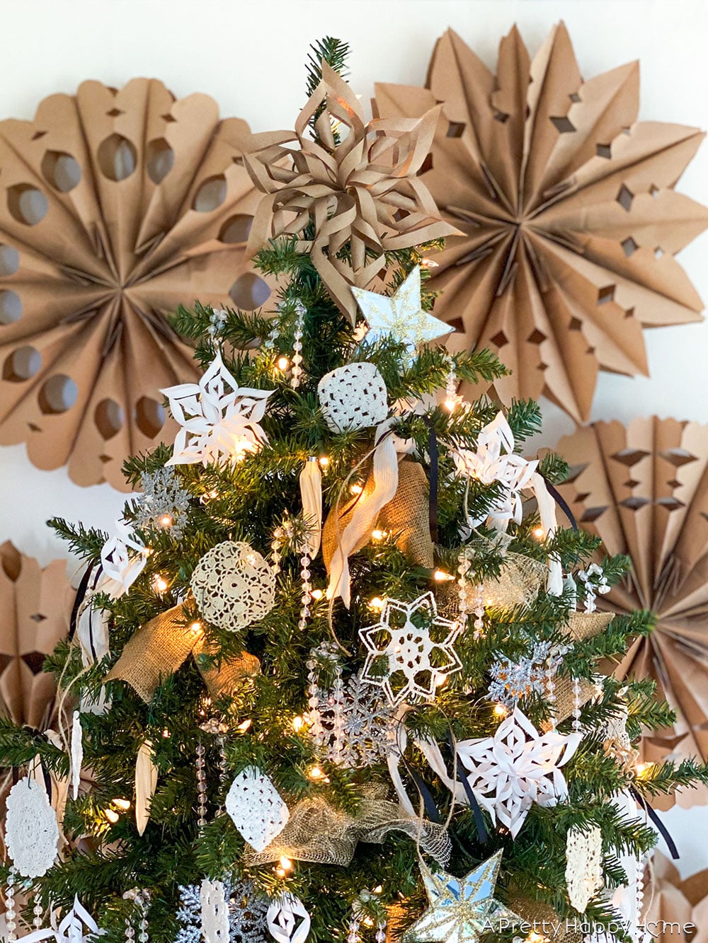 snowflake-themed Christmas tree