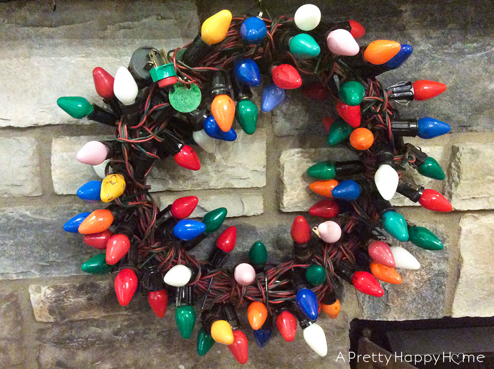 vintage christmas light wreath on the happy list