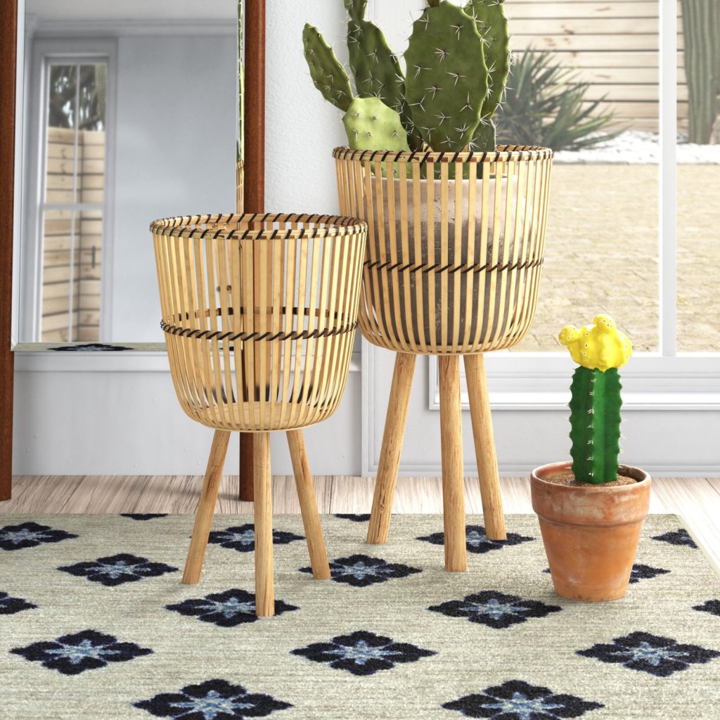 abraham wicker woven basket plant stand wayfair