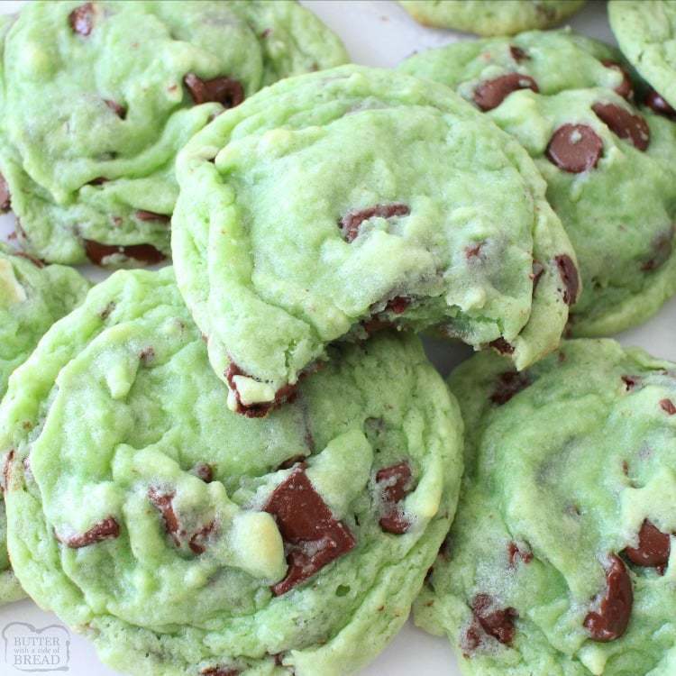 mint chocolate pudding cookies butter with a side of bread on the happy list