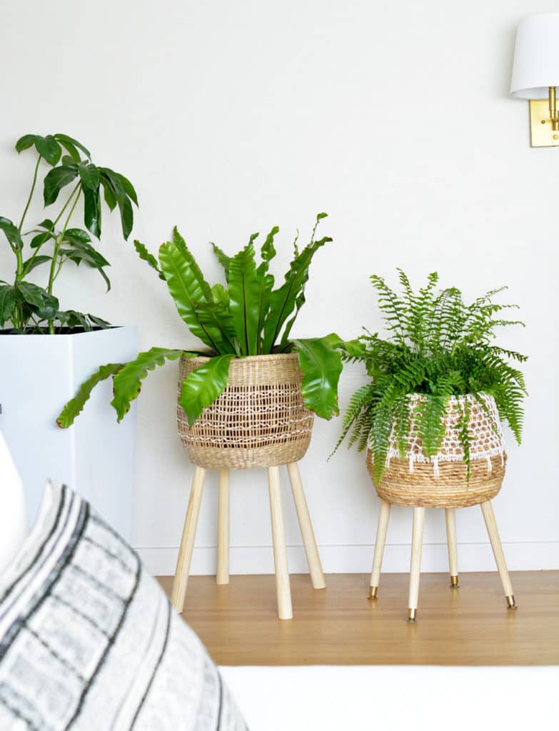 diy woven basket plant stands centsational style 
