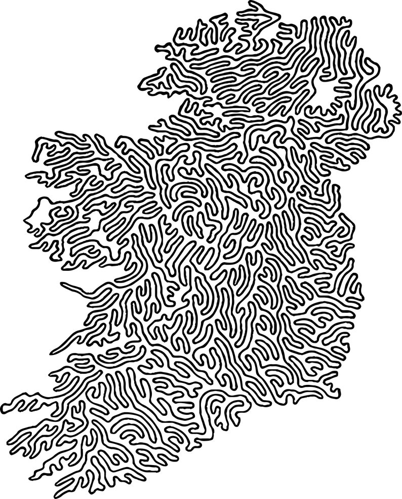 Tyler Foust one line drawing of Ireland via Etsy on the happy list