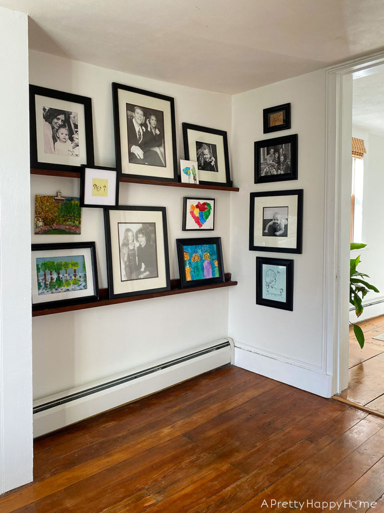 The Key to Decorating With Kid Art picture ledges with kid art gallery wall with kid art