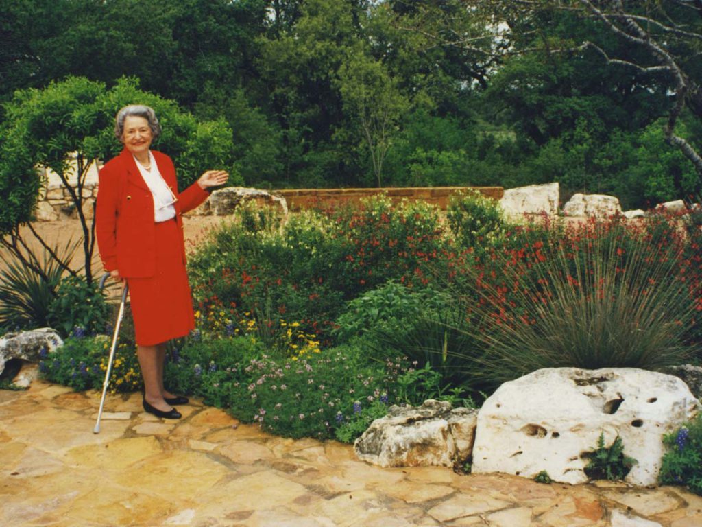 lady bird johnson at wildflower center in 1995
