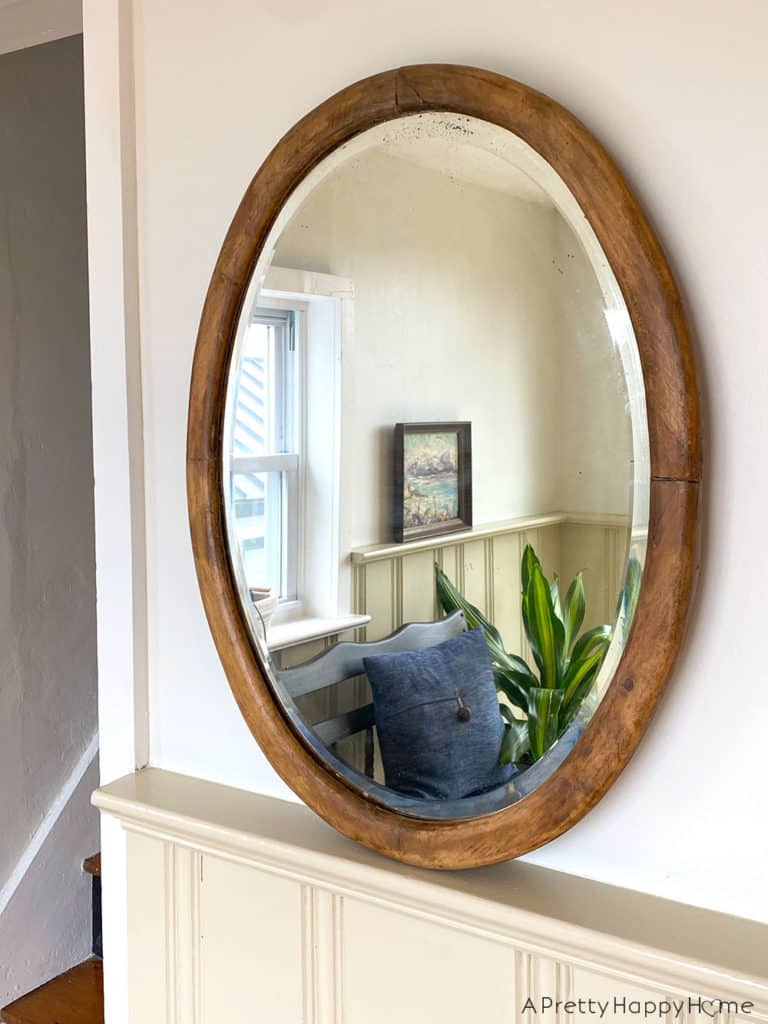 refinished wood mirror oval wood mirror